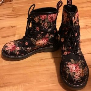 Vintage Doc Martens Vegan Pink/Black Floral Boots